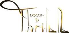The Cocoa To Thrill logo in metal gold, rendered in Blender
