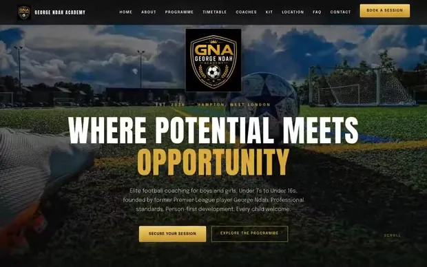 The home page of the George Ndah Academy website