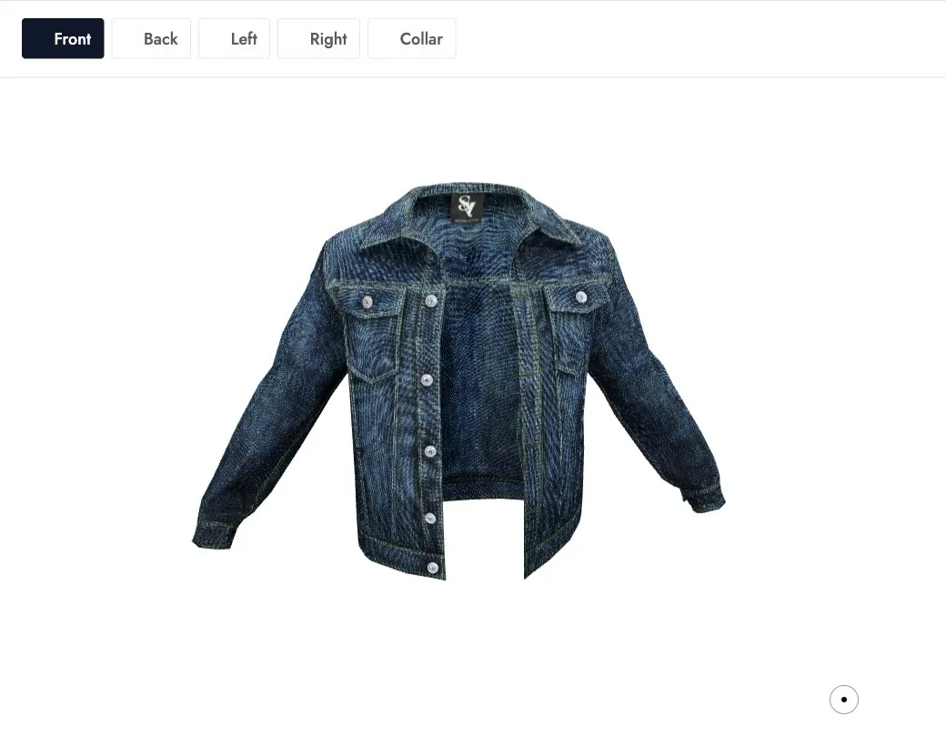 The customiser with front, back, left, right and collar views