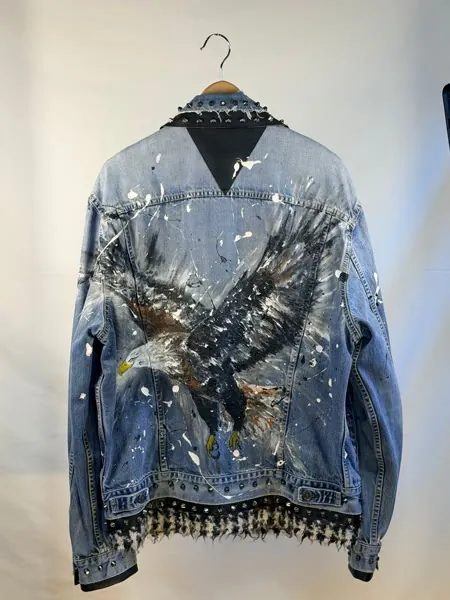 Skinner and Vale: a hand-painted eagle across the back of a denim jacket